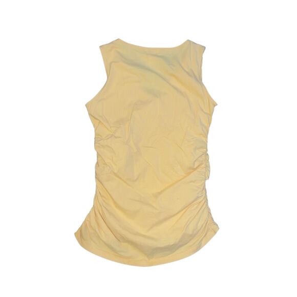 Sundance Yellow Ruched Tank Sleeveless Top V Neck Cotton Size Medium - Picture 2 of 4
